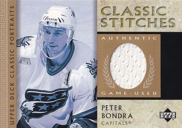 jersey karta PETER BONDRA 02-03 UD Classic Portraits Classic Stitches číslo C-BO